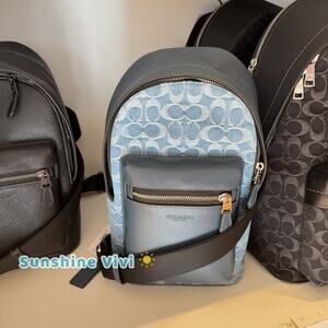 NWT Coach MEN'S West Pack In Signature Denim CDF25 Silver DENIM